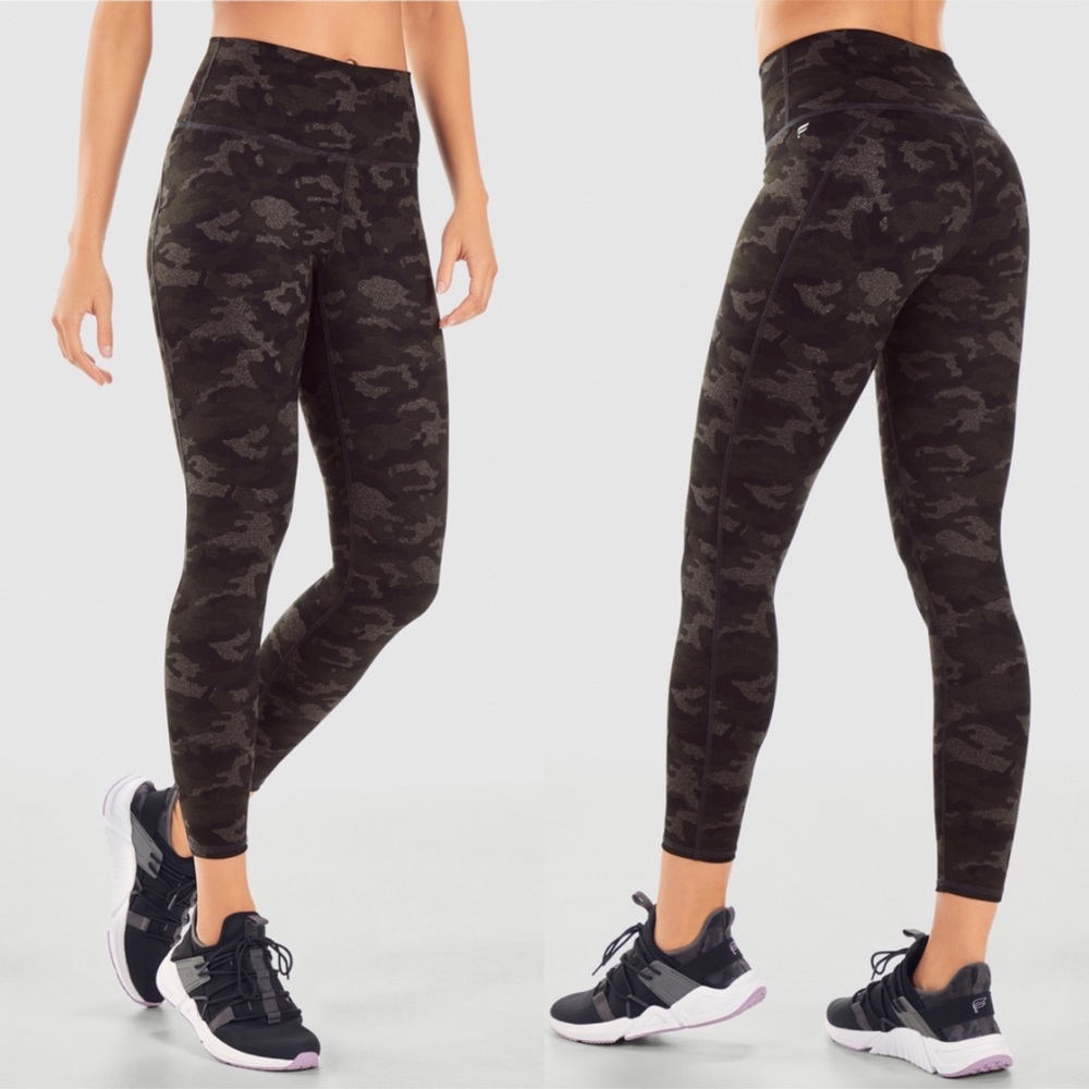 Fabletics High Waisted Charcoal Camo PowerHold